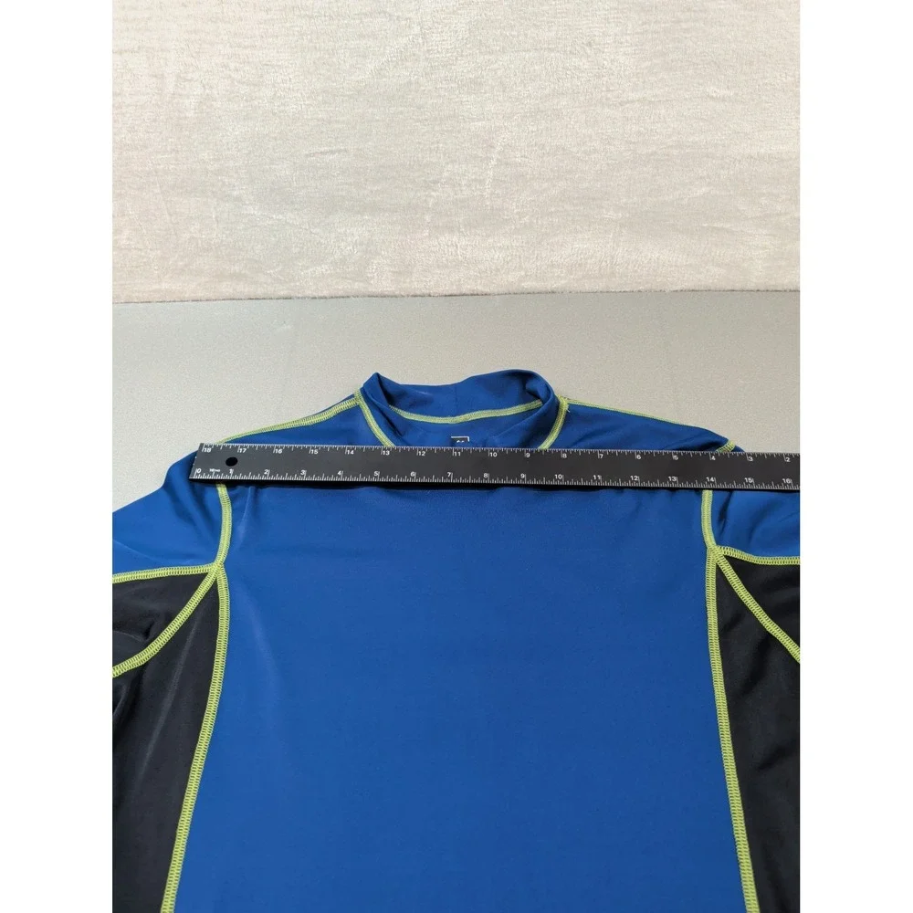 REI Kids Rash Guard XL 18 Blu Black Shark Graphic Short Sleeve Swim Shirt 793907